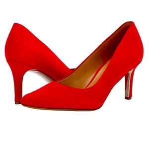 Like New Naturalizer Natalie Suede heels, gold metal accents size 7